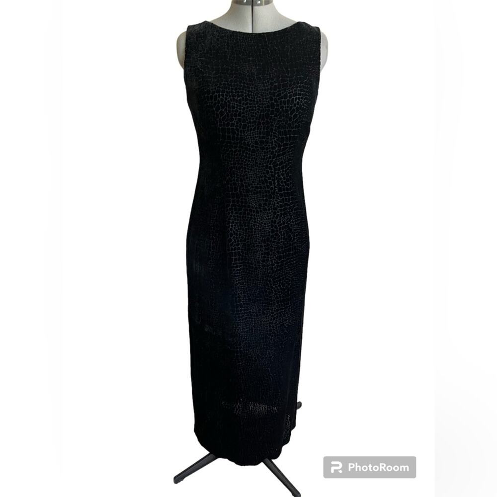 Vtg Y2K 2000s Black Burnout Velvet Maxi Dress Sz 10 Fairy Grunge Whimsigoth